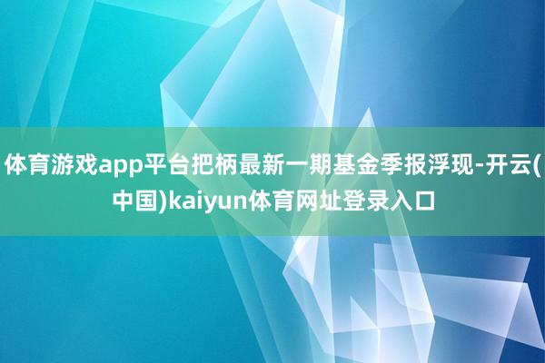 体育游戏app平台把柄最新一期基金季报浮现-开云(中国)kaiyun体育网址登录入口