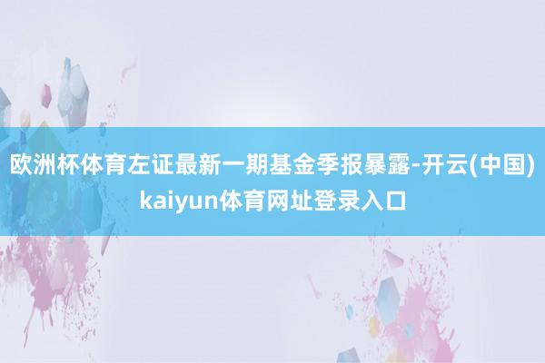 欧洲杯体育左证最新一期基金季报暴露-开云(中国)kaiyun体育网址登录入口