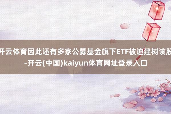 开云体育因此还有多家公募基金旗下ETF被迫建树该股-开云(中国)kaiyun体育网址登录入口